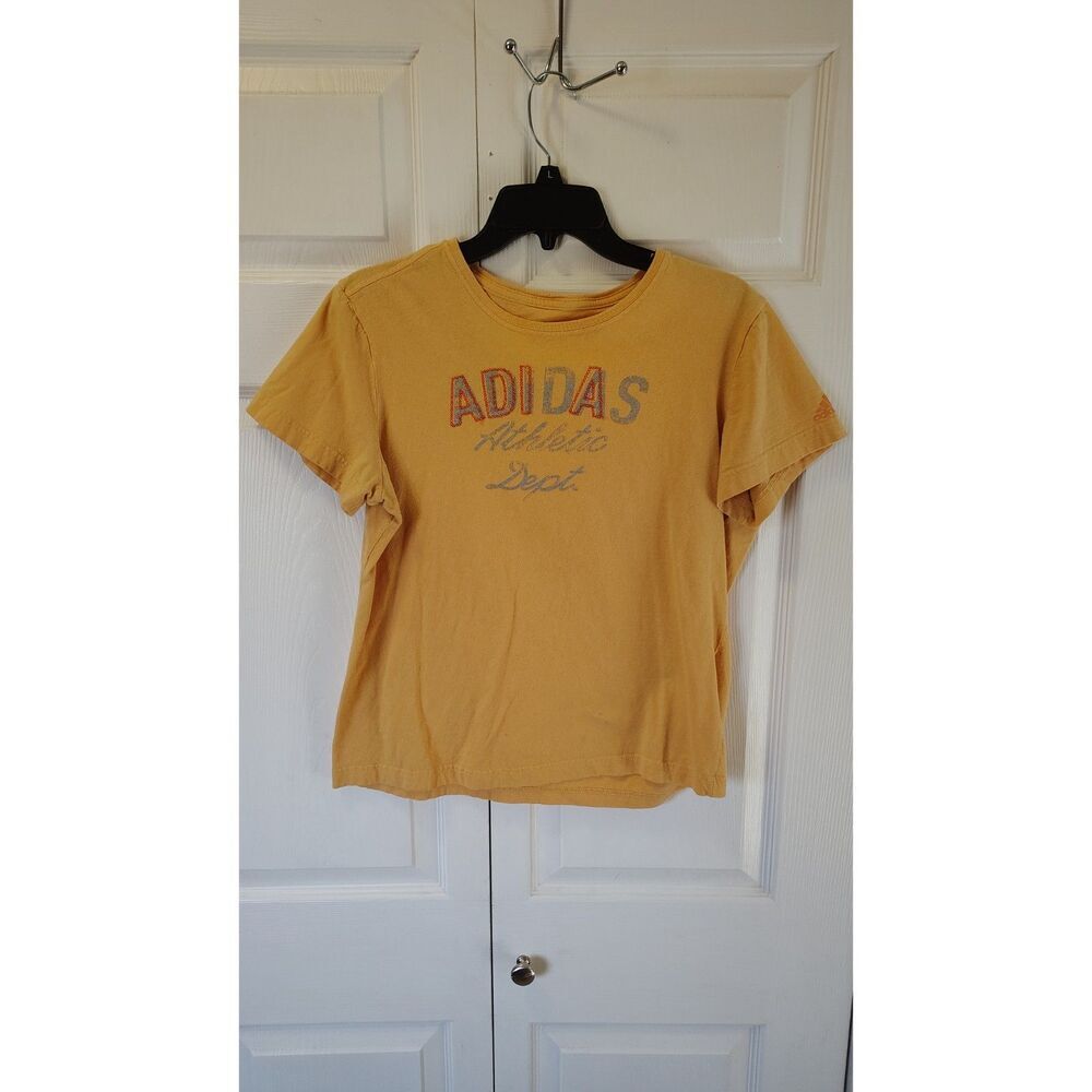 Adidas "Athletic Dept." Graphic Tee Orange Retro Sportswear Large
